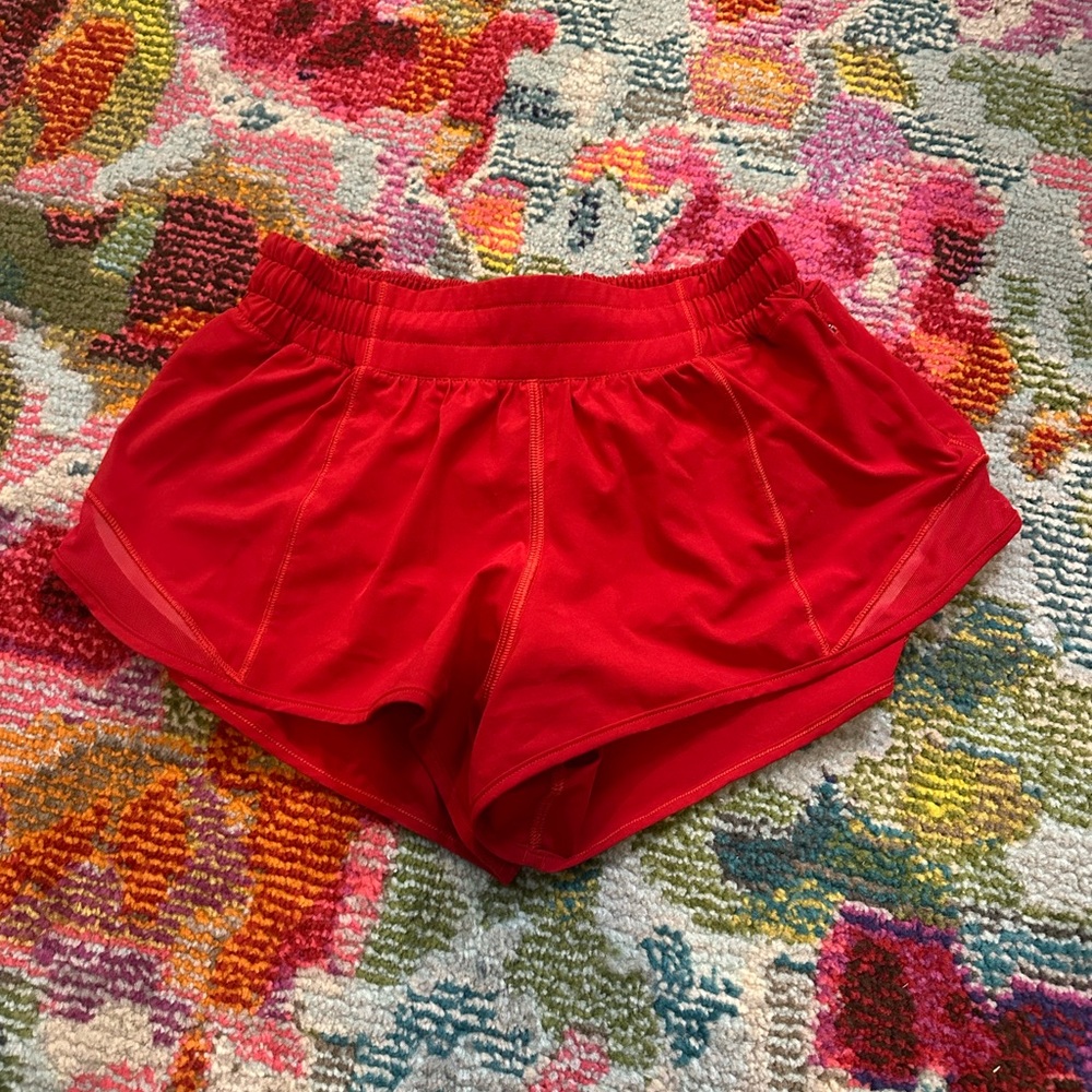 Red Lululemon Hotty Hot Shorts